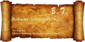Baksay Trisztán névjegykártya